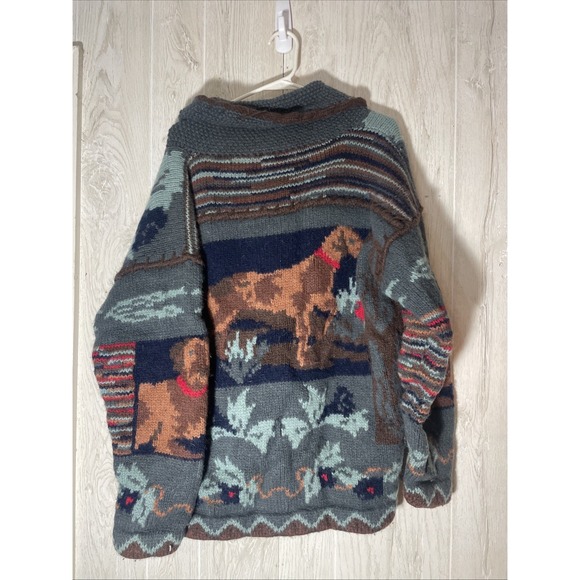 Vtg Eddie Bauer Cardigan Sweater Cowhichan Dog Theme Wool / Laine Blend Button - Picture 6 of 8